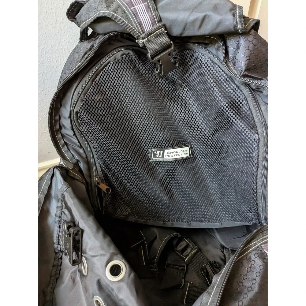 Warrior Lacrosse Jet Pack Backpack Black Grey Plaid Gear Bag XL‎ Multi Pocket